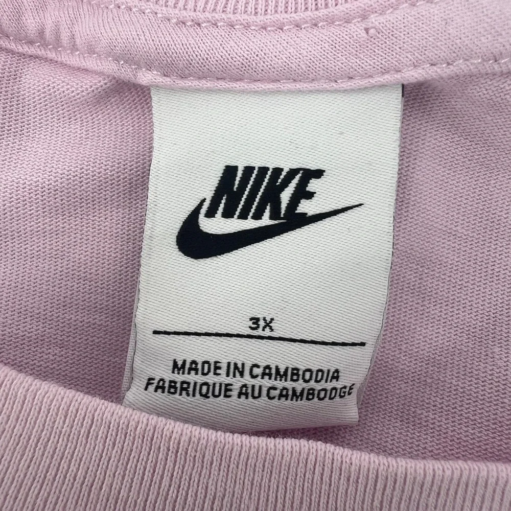 Nike Womens 3X Pink Essential Double Swoosh Boxy Cropped Cotton T-Shirt